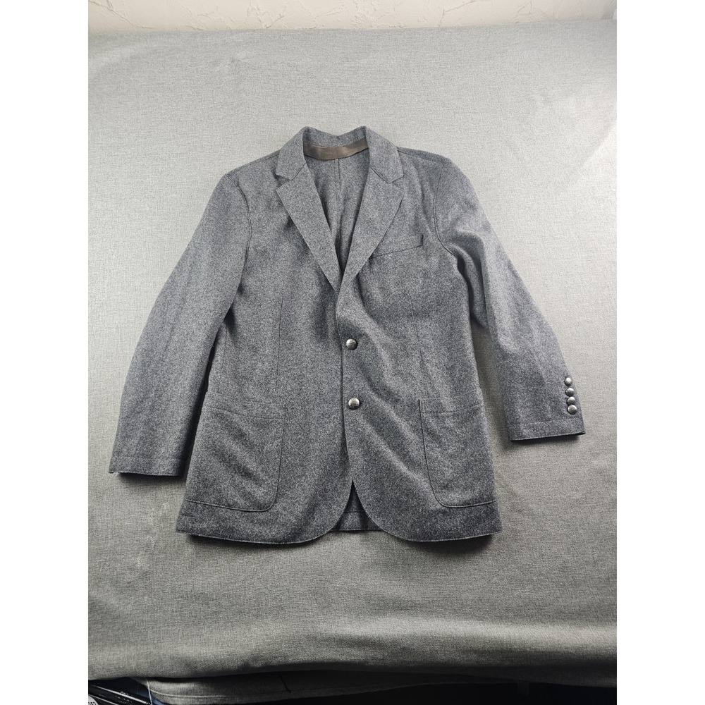 Eleventy Blazer Mens 42 Gray Wool Blend Unconstructed Jacket Italy Metal Buttons